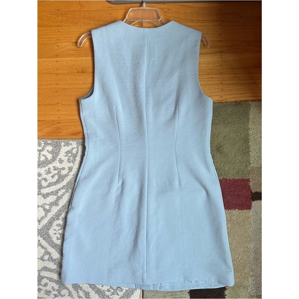 M Abercrombie V Light Blue Pastel Chiffon Sleeveless Button-Front Short Dress - Picture 3 of 8